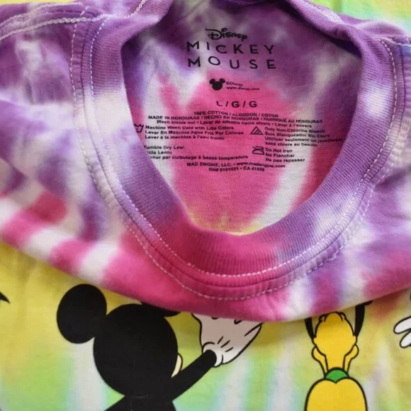 Disney Mickey Mouse Mens Characters Backs Spiral Tie Dye Shirt New In Bag - Picture 5 of 5